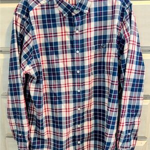 Vineyard Vines Blue and Red Plaid Men's Shirt